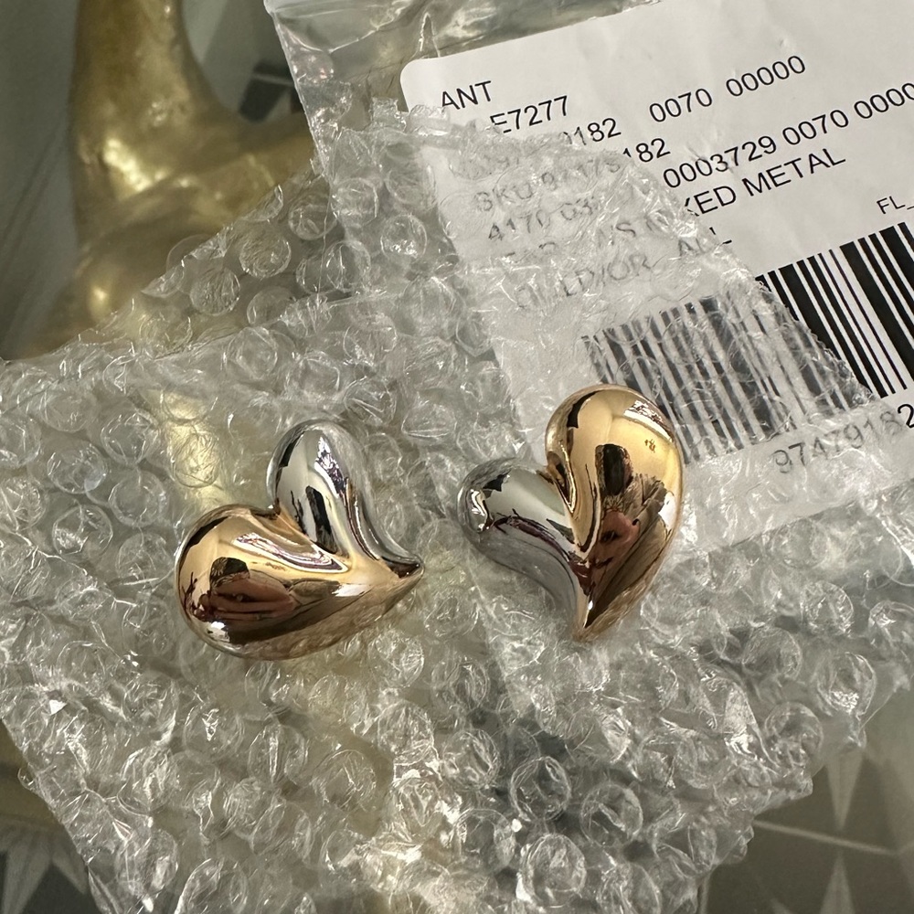 Anthropologie mixed metal heart earrings - brand new and never worn